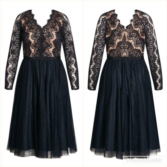 NEW City Chic Plus Size Navy Blue Lace Cocktail Dress - Picture 3 of 10